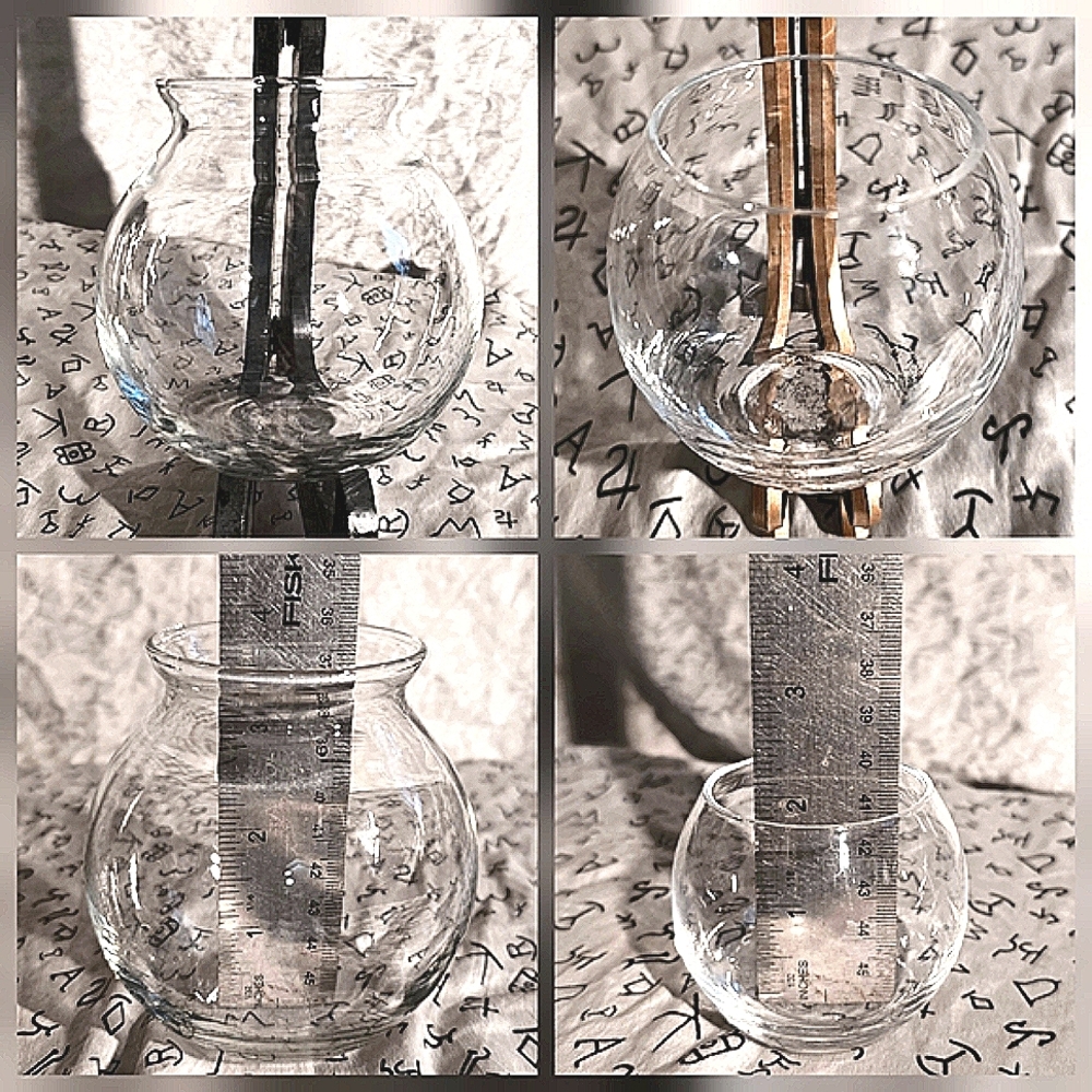 Vintage Clear Glass Ivy Bowl & Mini Bud Vase Tumbler Set 2pc Floating Candle Lot